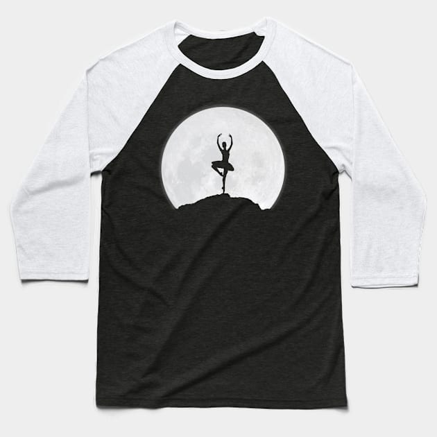 Ballerina and the Moon Baseball T-Shirt by Crab